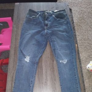 High rise skinny destroyed jeans
